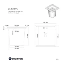 Produto Lixeira Embutida de Cozinha Inox Quadrada 5 Litros (Ryo Grafite Fosca) - Outlet