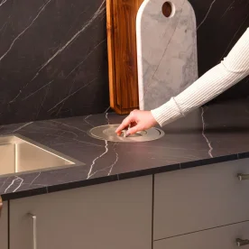 Produto Lixeira Embutida de Cozinha Inox Redonda 5 Litros (Mizu Escovada) - Outlet