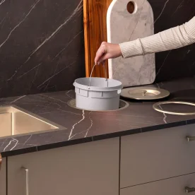 Produto Lixeira Embutida de Cozinha Inox Redonda 5 Litros (Mizu Escovada) - Outlet