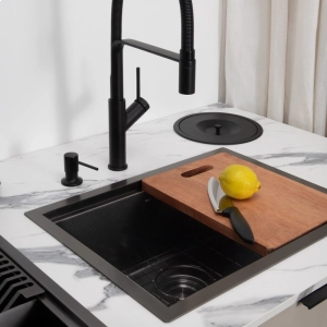 Lixeira Embutida de Cozinha Inox Redonda 5 Litros (Preta Fosca) - Outlet