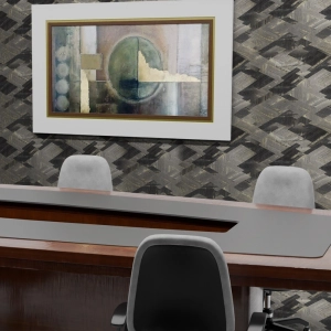 Papel de Parede Geométrico Metalizado Lavável 10,00 x 0,53 m (Fessura Cinque)