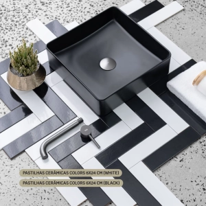Pastilhas Cer&acirc;micas Colors 6x24 cm (Black)