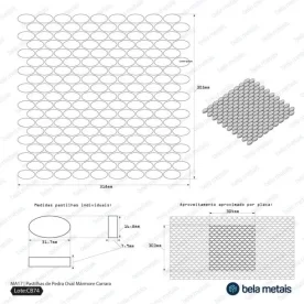 Pastilhas de Pedra Oval (Mármore Carrara) - Outlet Produto Pastilhas de Pedra Oval (Mármore Carrara) - Outlet