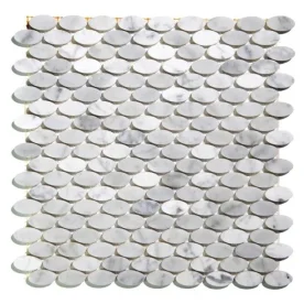 Pastilhas de Pedra Oval (Mármore Carrara) - Outlet Produto Pastilhas de Pedra Oval (Mármore Carrara) - Outlet