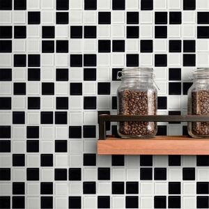 Pastilhas de Vidro Cristal Miscel&acirc;nea (Preta e Branca)