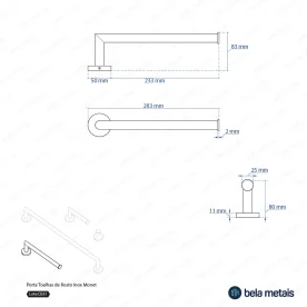 Produto Porta Toalha de Rosto Inox (Monet Cromado) - Outlet