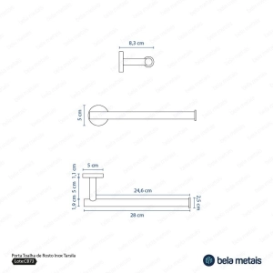 Porta Toalha de Rosto Inox (Tarsila Grafite Fosco)