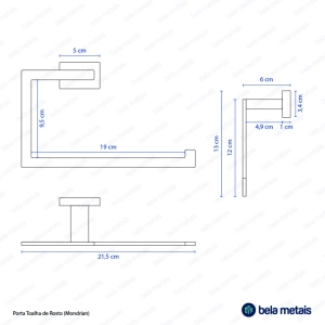 Porta Toalha de Rosto (Mondrian Preto Fosco)