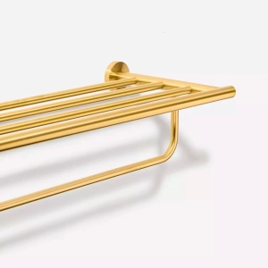 Porta Toalhas de Hotel com Prateleira Inox (Tarsila Dourado Fosco)