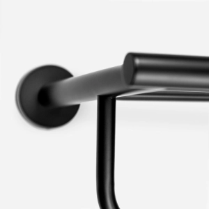 Porta Toalhas de Hotel com Prateleira Inox (Tarsila Preto Fosco)