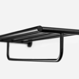 Porta Toalhas de Hotel com Prateleira Inox (Tarsila Preto Fosco)