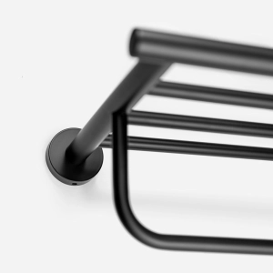 Porta Toalhas de Hotel com Prateleira Inox (Tarsila Preto Fosco)