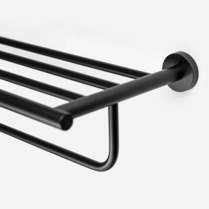 Porta Toalhas de Hotel com Prateleira Inox (Tarsila Preto Fosco)