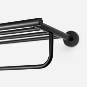 Porta Toalhas de Hotel com Prateleira Inox (Tarsila Preto Fosco)