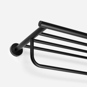 Porta Toalhas de Hotel com Prateleira Inox (Tarsila Preto Fosco)