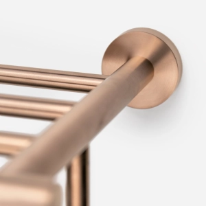 Porta Toalhas de Hotel com Prateleira Inox (Tarsila Ros&eacute; Gold Fosco)