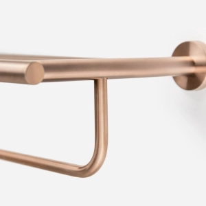 Porta Toalhas de Hotel com Prateleira Inox (Tarsila Ros&eacute; Gold Fosco)