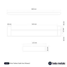 Produto Porta Toalhas Duplo Inox (Picasso Dourado Fosco) - Outlet