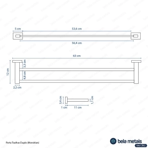 Porta Toalhas Duplo (Mondrian Preto Fosco)