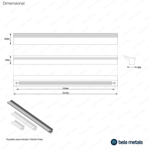 Puxador para M&oacute;vel Al&ccedil;a Sobrepor 192 mm Zamac (Troia Escovado) - Outlet