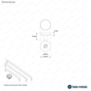 Puxador para M&oacute;vel Ponto Zamac (Cartago Ros&eacute; Gold) - Outlet