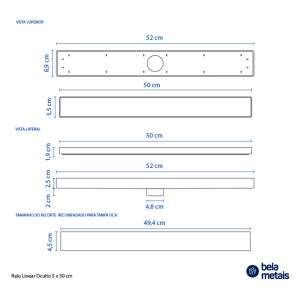 Ralo Linear Oculto 5x50 cm (Cinza)