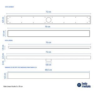 Ralo Linear Oculto 5x70 cm (Branco)