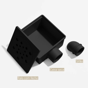Ralo Seco Sifonado com Fecho 10x10 cm (Preto)