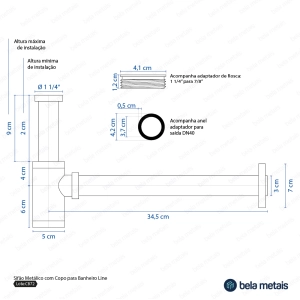 Sif&atilde;o Met&aacute;lico com Copo para Banheiro (Line Cromado)