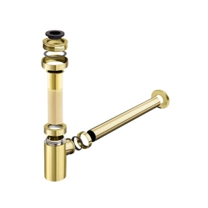 Sif&atilde;o Met&aacute;lico com Copo para Banheiro (Line Dourado Fosco)