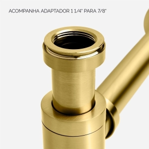 Sif&atilde;o Met&aacute;lico com Copo para Banheiro (Line Dourado Fosco)