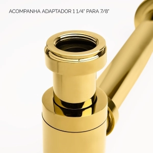 Sif&atilde;o Met&aacute;lico com Copo para Banheiro (Line Dourado)