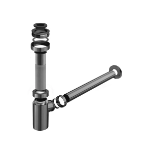 Sif&atilde;o Met&aacute;lico com Copo para Banheiro (Line Grafite Fosco)