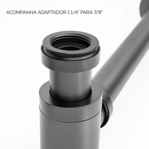 Sif&atilde;o Met&aacute;lico com Copo para Banheiro (Line Grafite Fosco)