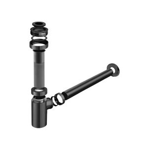 Sif&atilde;o Met&aacute;lico com Copo para Banheiro (Line Preto Fosco)