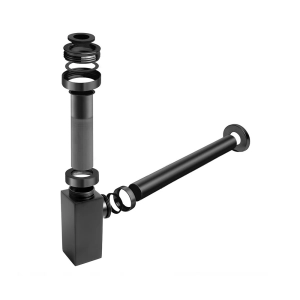 Sif&atilde;o Met&aacute;lico com Copo para Banheiro (Square Preto Fosco)