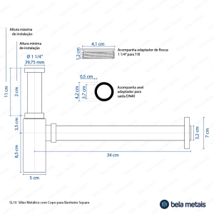 Sif&atilde;o Met&aacute;lico com Copo para Banheiro (Square Preto Fosco)