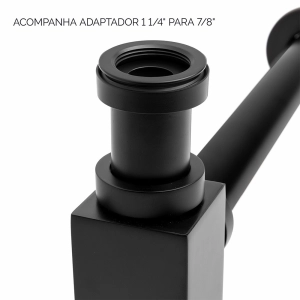 Sif&atilde;o Met&aacute;lico com Copo para Banheiro (Square Preto Fosco)