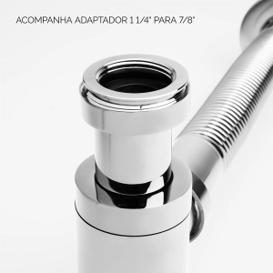 Sif&atilde;o Met&aacute;lico Flex&iacute;vel com Copo para Banheiro (Line Cromado)
