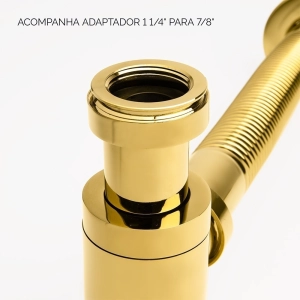 Sifão Metálico Flexível com Copo para Banheiro (Line Dourado)