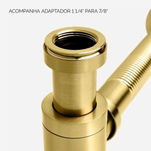 Sif&atilde;o Met&aacute;lico Flex&iacute;vel com Copo para Banheiro (Line Dourado Fosco)