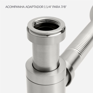 Sif&atilde;o Met&aacute;lico Flex&iacute;vel com Copo para Banheiro (Line Escovado)