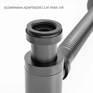 Sif&atilde;o Met&aacute;lico Flex&iacute;vel com Copo para Banheiro (Line Grafite Fosco)
