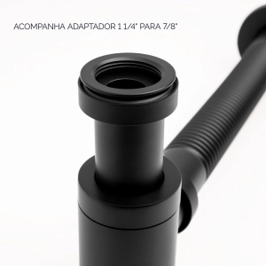 Sif&atilde;o Met&aacute;lico Flex&iacute;vel com Copo para Banheiro (Line Preto Fosco)