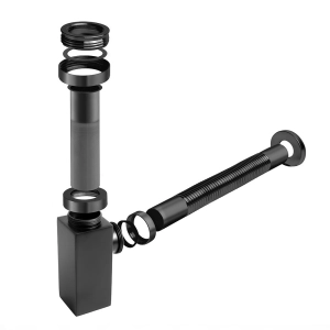 Sif&atilde;o Met&aacute;lico Flex&iacute;vel com Copo para Banheiro (Square Preto Fosco)