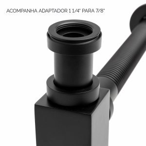 Sif&atilde;o Met&aacute;lico Flex&iacute;vel com Copo para Banheiro (Square Preto Fosco)