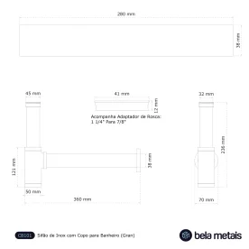 Sifão de Inox com Copo para Banheiro (Gran Preto Fosco) Produto Sifão de Inox com Copo para Banheiro (Gran Preto Fosco)