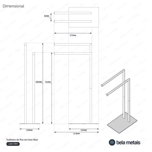 Toalheiro de Piso em Inox (Rizzi Dourado Fosco)