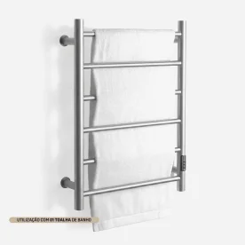 Toalheiro Térmico Inox 6 Barras Redondo (Foster Escovado) Produto Toalheiro Térmico Inox 6 Barras Redondo (Foster Escovado)