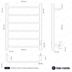 Toalheiro Térmico 6 Barras Redondo (Foster Escovado)